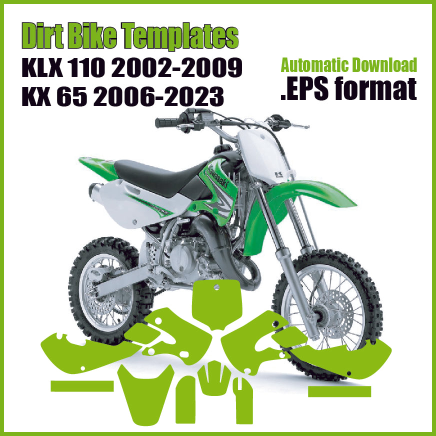 Kawaski KX65 2006-2023  KLX110 2002-2009 motocross graphics template