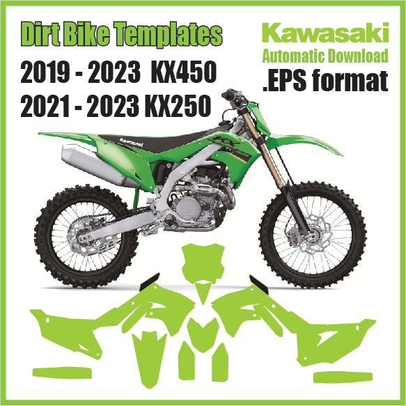 Kawasaki KX450 2019-2023 and 2021-2023 KX250 motocross graphics template - 2019-2023